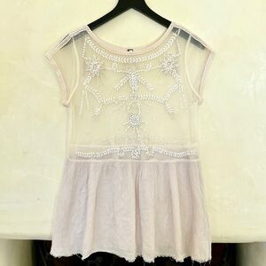 Free People Beaded Sheer Top SMALL